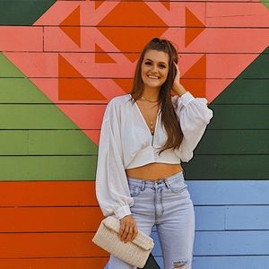 Brand New White BOHO crop top